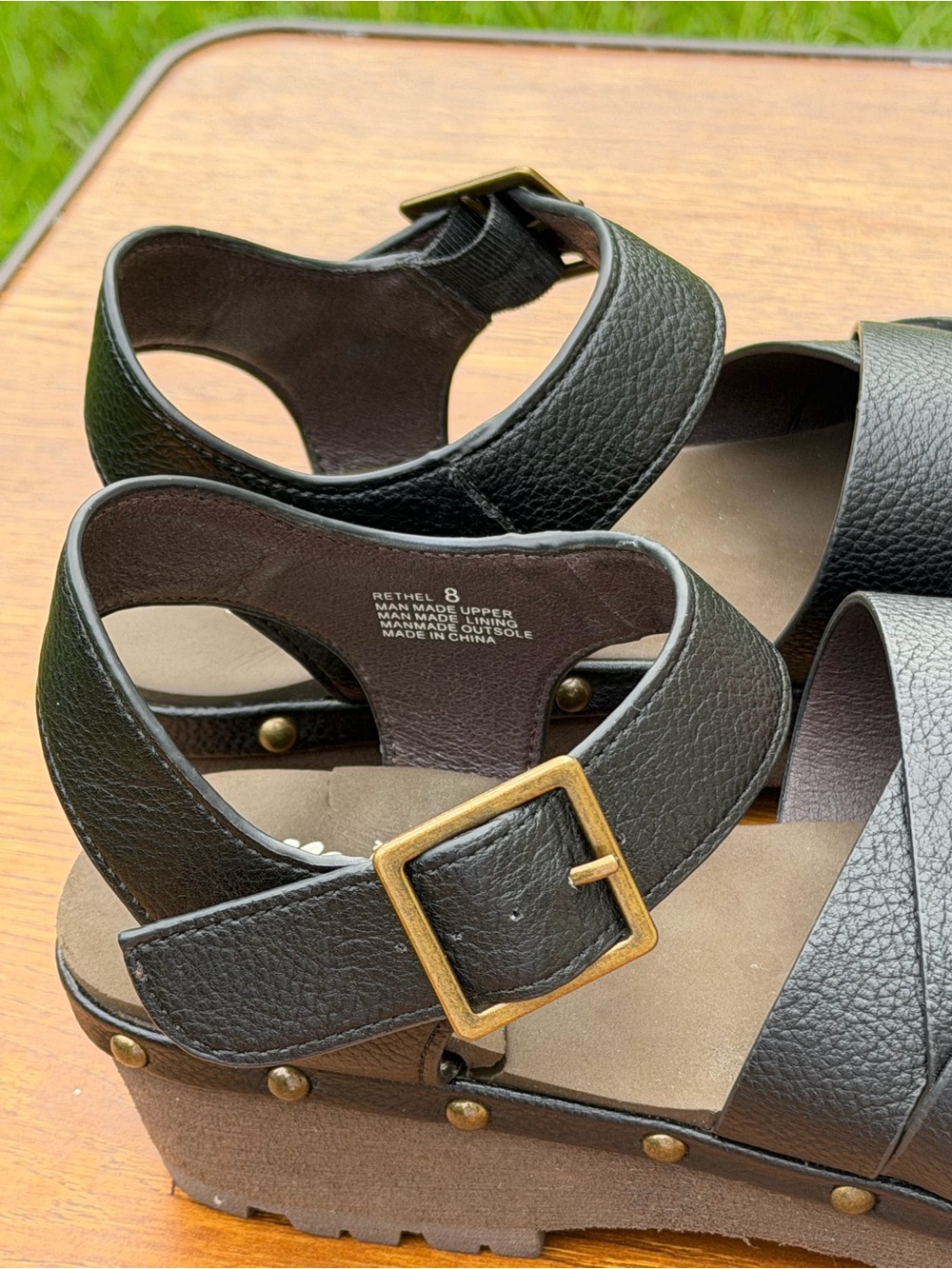 Yellow Box Rethel Platform Clog Sandals Women Size 8 Black Chunky Lug Sole - Picture 10 of 10